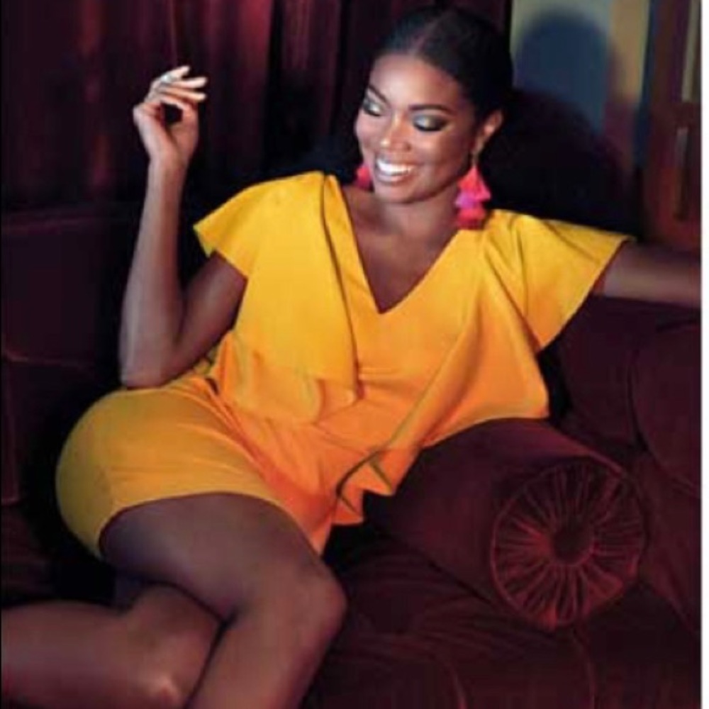 Gabrielle Union mustard colored dress
